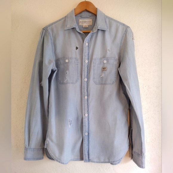 Denim & Supply Ralph Lauren Distressed American Flag Button Down Shirt - Picture 2 of 10